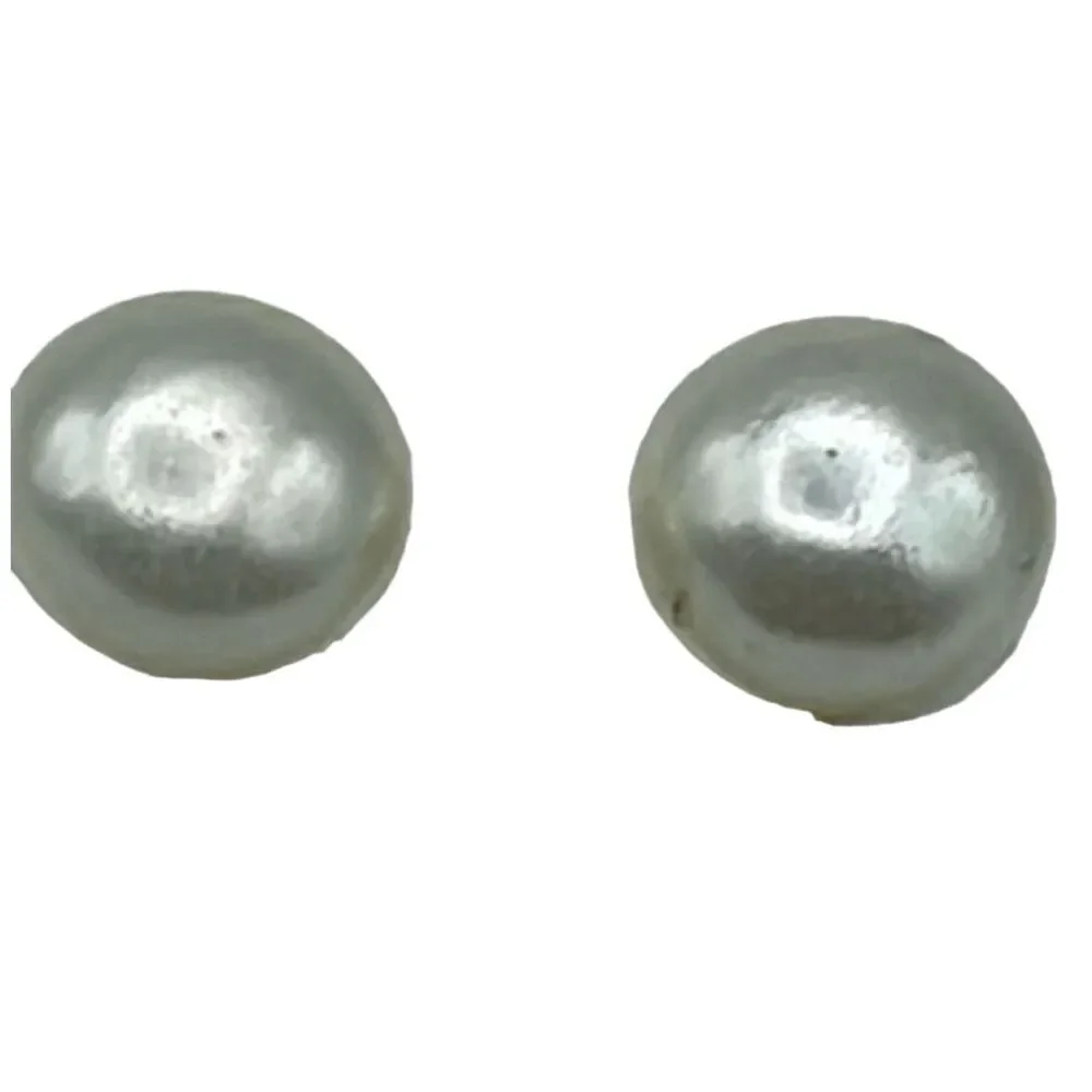 Vintage JMS faux pearl gold plated classic button earrings.